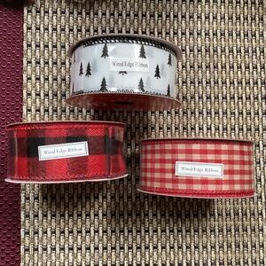 Christmas Wired Edge Ribbons Bundle 1.5” x 30” New